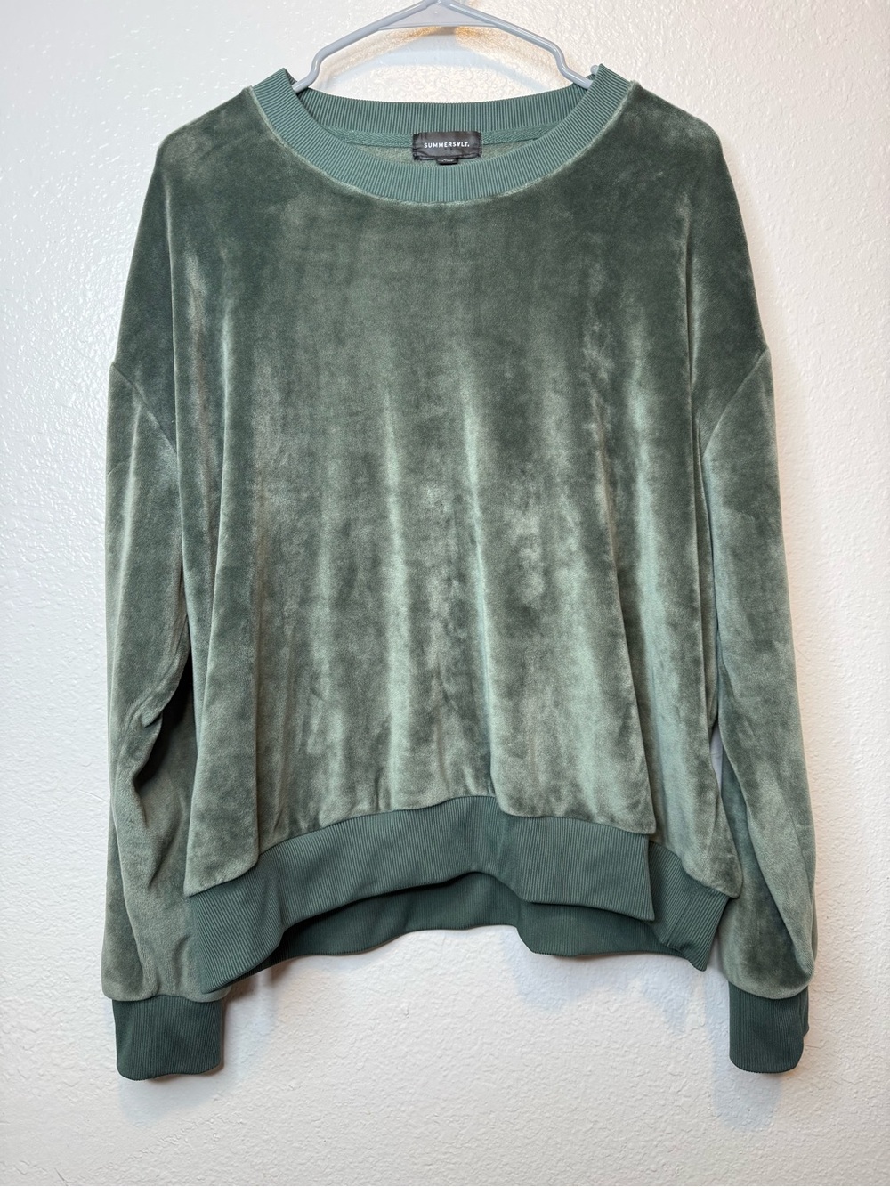 Summersalt Green The Plush Velour Relaxed Crewneck Sweatshirt Size XL Preppy